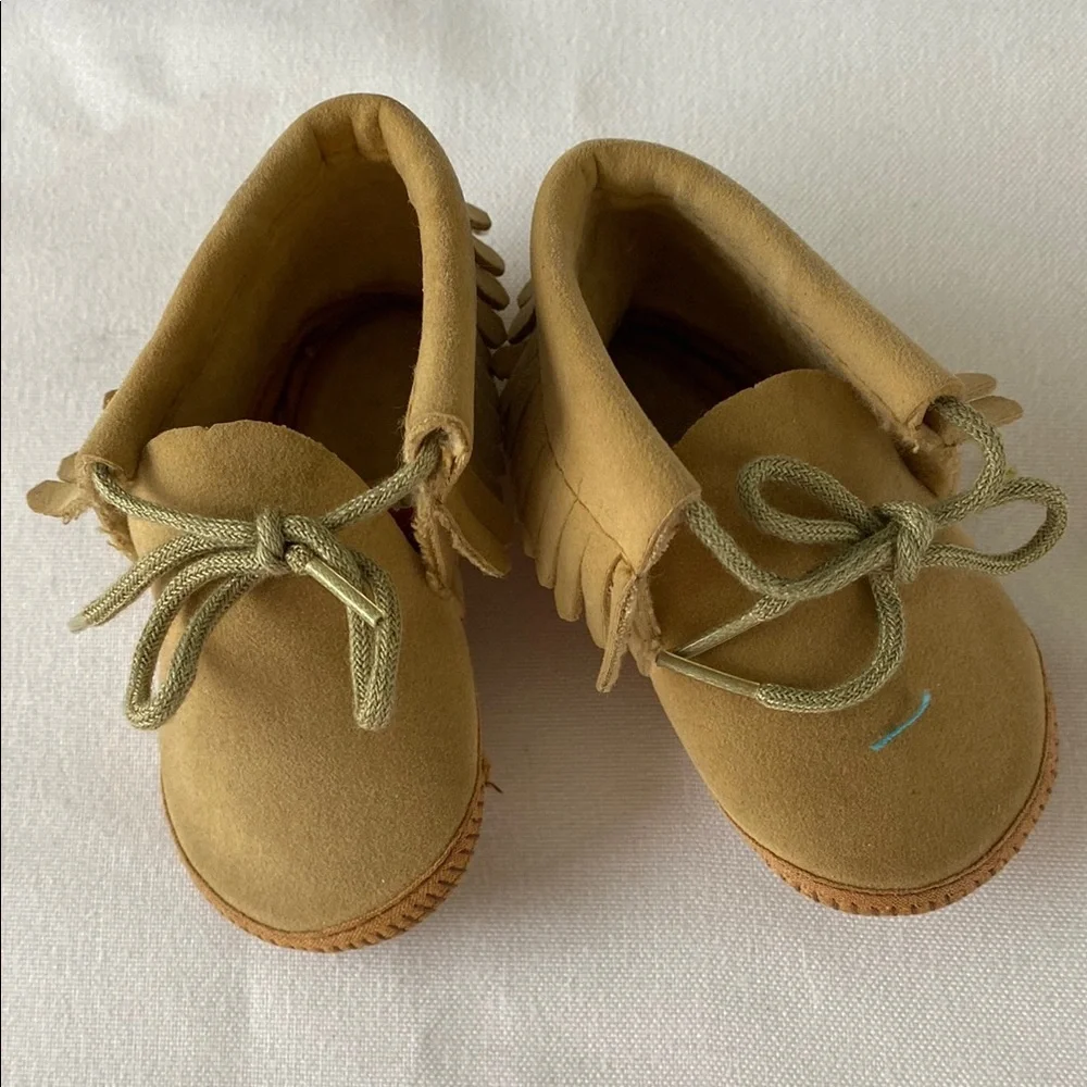 Baby Tan Moccasin Shoes Size 0 Vintage
